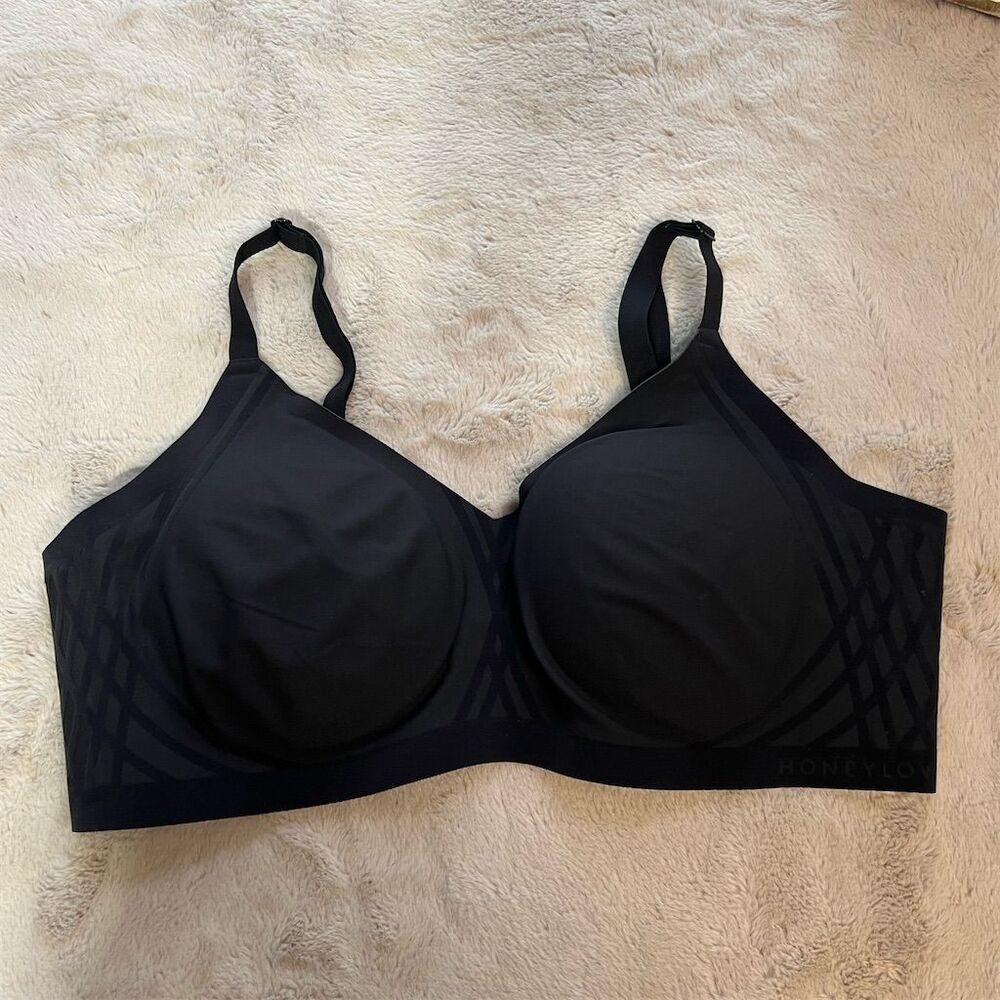 Honeylove Women's 1X Black Wireless Bra Adjustable Straps